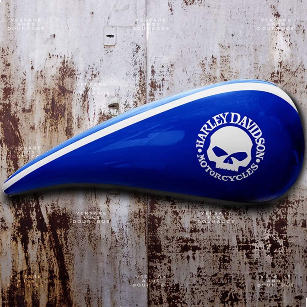 Tanque de Combustível Decorativo Harley Davidson Skull Azul