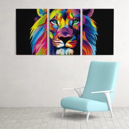 Quadro Decorativo Para Sala 60x120cm Leão Quarto Grande - 3
