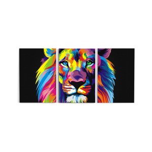 Quadro Decorativo Para Sala 60x120cm Leão Quarto Grande