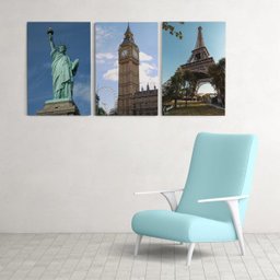 Quadro Decorativo Para Sala 60x120cm Paris Londres Nova york - 2