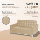 Ver imagem 3 de Sofá Fk 2 Lugares Couro Natural Linha Premium Design Modernista Sala Recepção Alto Padrão - Bege