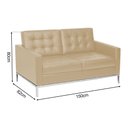 Ver imagem 4 de Sofá Fk 2 Lugares Couro Natural Linha Premium Design Modernista Sala Recepção Alto Padrão - Bege