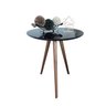 Mesa De Canto Lateral Pé Palito Preta com Vidro 60 cm Diâmetro 70 cm Altura Casa Uai - 1