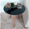 Mesa De Canto Lateral Pé Palito Preta com Vidro 60 cm Diâmetro 70 cm Altura Casa Uai - 4