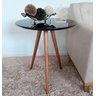 Mesa De Canto Lateral Pé Palito Preta com Vidro 60 cm Diâmetro 70 cm Altura Casa Uai - 3