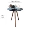 Mesa De Canto Lateral Pé Palito Preta com Vidro 60 cm Diâmetro 70 cm Altura Casa Uai - 2