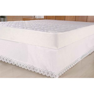 Saia para Cama Box Colchobox Ajustavel Riollen Queen ou King Size Branca [f101]