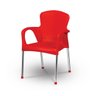 Cadeira Poltrona com Braço Super Resistente Plastico e Aço Inox Niquelart N388 Vermelho - 1