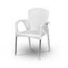 Cadeira Poltrona Com Braço Resistente Aço Inox e Plastico Branco N388 - 1