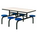 Ver imagem 1 de Mesa para Refeitório Fixa 6 Lugares MDP Branco de 25 mm - Assento Azul - 50201