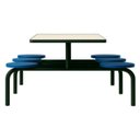 Ver imagem 3 de Mesa para Refeitório Fixa 6 Lugares MDP Branco de 25 mm - Assento Azul - 50201