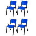 Ver imagem 2 de Cadeira Iso Base Preto Igreja, Escola, Escritório - Azul - Kit 4 Peças