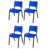 Cadeira Iso Base Preto Igreja, Escola, Escritório - Azul - Kit 4 Peças - 2