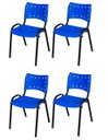 Ver imagem 2 de Cadeira Iso Base Preto Igreja, Escola, Escritório - Azul - Kit 4 Peças