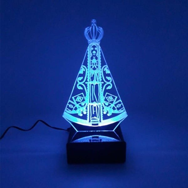 Abajur e Luminária Nossa Senhora de Aparecida LED Azul - 1