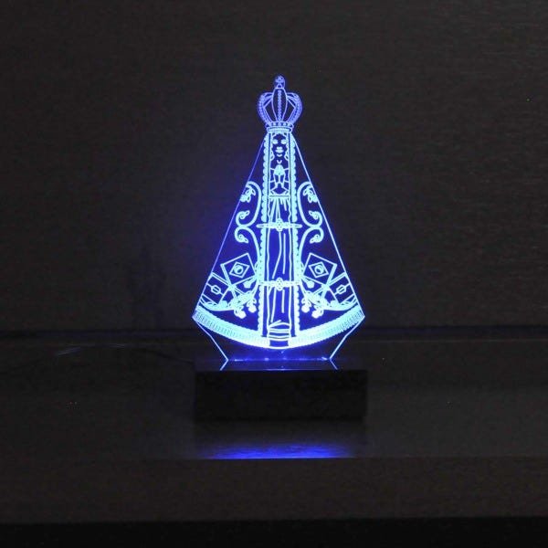 Abajur e Luminária Nossa Senhora de Aparecida LED Azul - 3