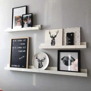 Porta Quadros Prateleira Nicho Kit 4Pç Branco Linha Premium
