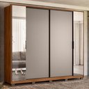 Ver imagem 1 de Guarda Roupa Casal Laredo 4 Portas Flex Nogueira/nude Prime Tx com Espelho e Pés - Demartêz