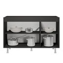 Ver imagem 4 de Balcão Buffet Gabinete de Cozinha Lux 119cm 100% Mdf sem Tampo 03 Portas Preto - Desk Design