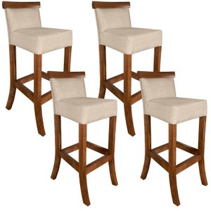 4 Cadeira Alta Bancada Banqueta Banco Alto Area Gourmet Luxo Decorativa Sala de Jantar Quadrada