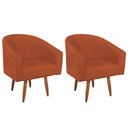 Ver imagem 1 de Kit 02 Poltronas Decorativas Sala de Estar Recepção Luiza Pés Palito Suede Terracota - Amarena