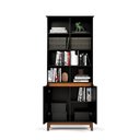 Ver imagem 3 de Estante para Livros Livreiro com 2 Portas e Nichos Prateleiras Preto / Freijó