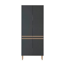 Armário Paneleiro para Cozinha Sabrina 80x202 Cm 4 Portas Mdp Preto Texturizado 0452 - Menu - 1