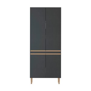 Armário Paneleiro para Cozinha Sabrina 80x202 Cm 4 Portas Mdp Preto Texturizado 0452 - Menu
