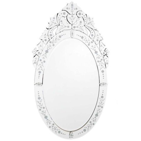 Espelho Veneziano Oval Prata 100x57cm