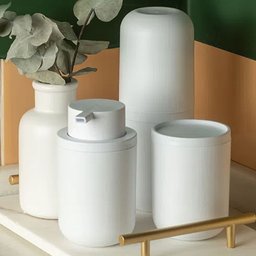 Conjunto com Porta Escova de Dente, Porta Sabonete Líquido e Bandeja Bold Preto - ou - 4