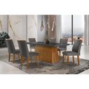 Ver imagem 1 de Sala de Jantar Completa Luna C/ Tampo de Vidro Canto Curvo 180x90cm e 6 Cadeiras Londrina Imbuia/