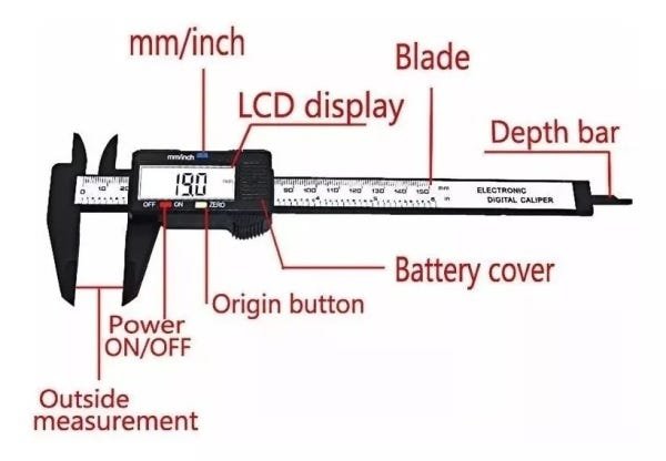 Paquímetro Digital 150 Mm 0,1 Mm Profissional Fibra Carbono - 5