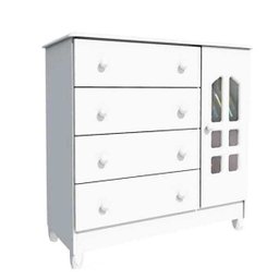 Cômoda 4 Gavetas com Porta Ibiza Branco Brilho - 1