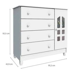Cômoda 4 Gavetas com Porta Ibiza Branco Brilho - 2