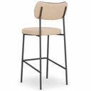 Ver imagem 6 de Kit 3 Banquetas Alta Sala de Jantar Lisa Pés Preto Linho/PU Bege/Preto m² - Monari Design