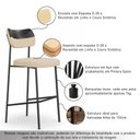 Ver imagem 3 de Kit 3 Banquetas Alta Sala de Jantar Lisa Pés Preto Linho/PU Bege/Preto m² - Monari Design