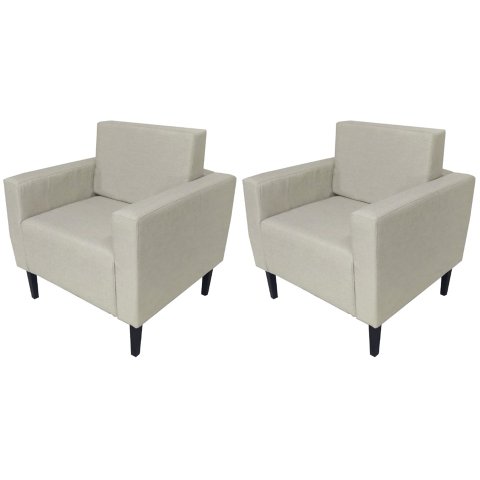 Kit 2 Poltronas Decorativa Leticia Slim Suede Bege Pés Madeira Ms Decor