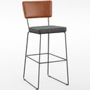 Ver imagem 1 de Banqueta Alta Cozinha Sala Jantar Fixa Allana L02 Couríssimo Camel Linho Cinza Escuro - Lyam Decor