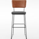 Ver imagem 3 de Banqueta Alta Cozinha Sala Jantar Fixa Allana L02 Couríssimo Camel Linho Cinza Escuro - Lyam Decor