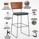 Ver imagem 4 de Banqueta Alta Cozinha Sala Jantar Fixa Allana L02 Couríssimo Camel Linho Cinza Escuro - Lyam Decor