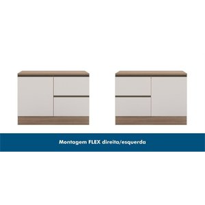 Balcão com Tampo 120m Etna 1pt 3 Gav Sendo 1 com Porta Talher - Carvalho Oak/off White Poliman