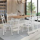 Ver imagem 2 de Conjunto de Mesa Sala de Jantar com 6 Cadeiras Tubular Tampo Bp Madeirado Retangular 1,36m Branco