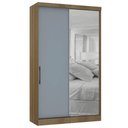 Ver imagem 1 de Guarda Roupa Solteiro 135cm 2 Portas e Espelho Delphi Avelã/grey L01 - Mpozenato