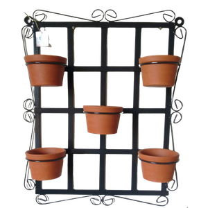 Suporte Ferro Plantas Quadrado Preto 5 vasos