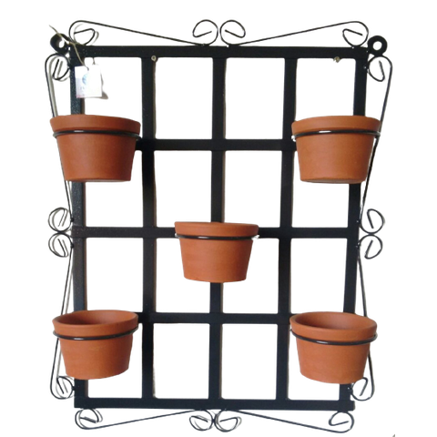 Suporte Ferro Plantas Quadrado Preto 5 vasos