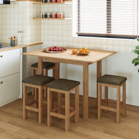 Conjunto Mesa Dobrável com 4 Bancos para Sala de Jantar Marrom/Inovata/Legacy
