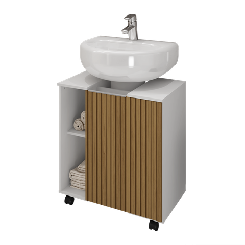 Gabinete de Banheiro Pequin - Varias Cores Cor:BRANCO / RIPADO