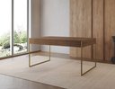 Ver imagem 1 de Mesa Industrial Filadélfia 120x75 Ferro Dourado Tampo Amêndoa