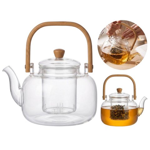 Chaleira Infusora 1L com Infusor de Chá e Cabo de Bambu