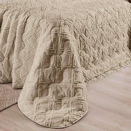 Coordenado Cobre Leito e Cobertor Tok Max Queen Ultrasoft Alto Relevo Dupla Face - Cáqui - 3